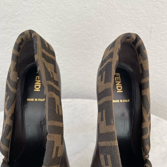 Fendi Zucca Canvas & Leather Envelope Booties – Size 37, Iconic Foldover Style - Picture 4 of 12